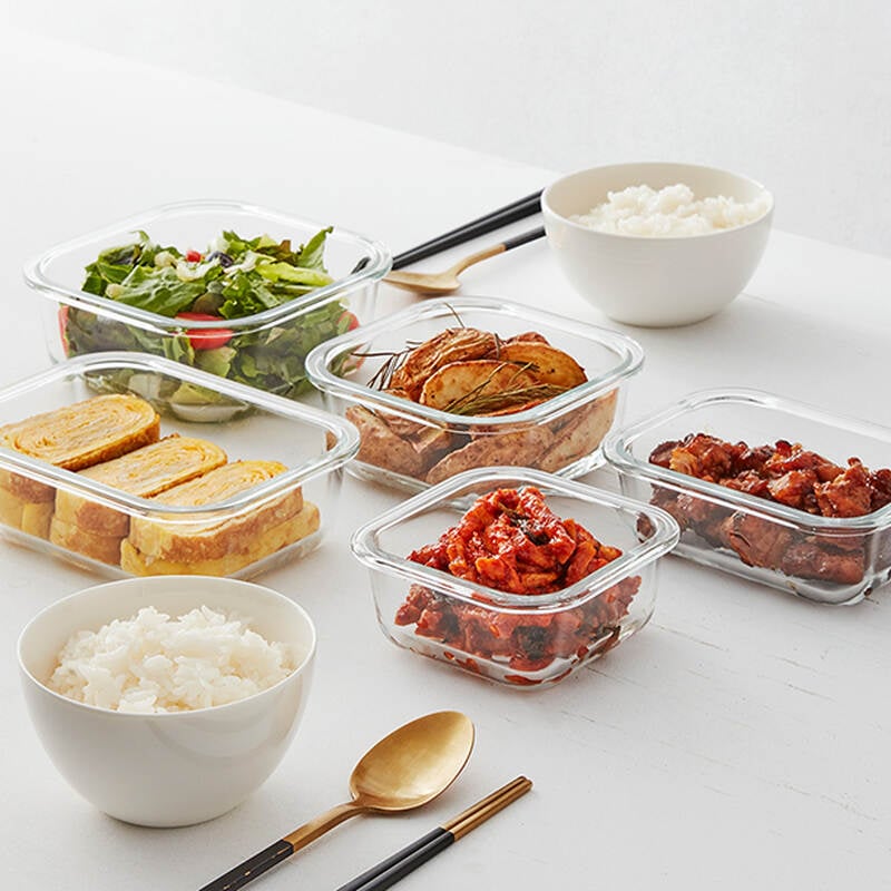 Blanc glass food container 6PCs - White - 320ml, 370ml, 520ml, 640ml, 800ml 1040ml - LLG1101, LLG1102, LLG1103, LLG1104, LLG1105, LLG1106 image number null